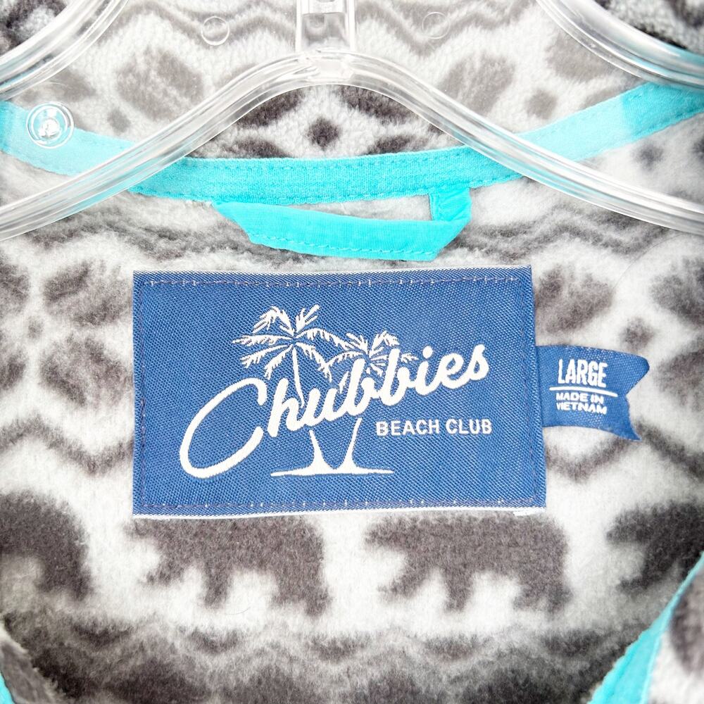 Chubbies Gray Fleece Bear Print Quarter Zip Sweater Sz L - Picture 3 of 6